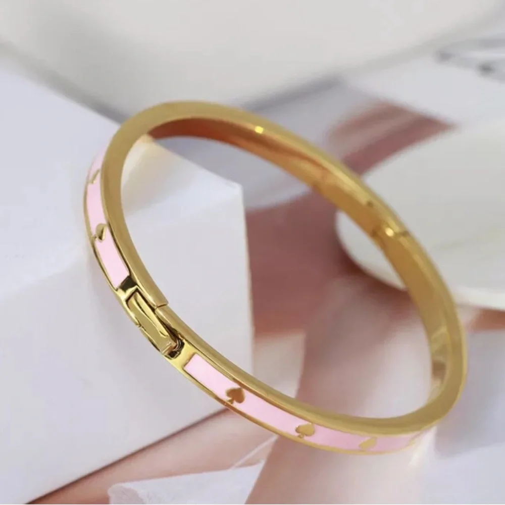 Kate spade spot the spade bangle bracelet gold pink 🩷♠️ - Picture 4 of 11